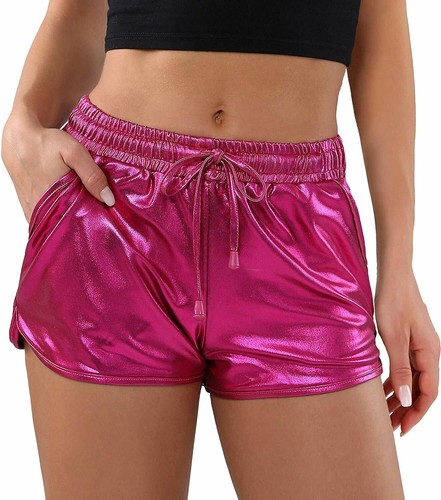 POSHDIVAH Metallic Shorts for Women Hot 