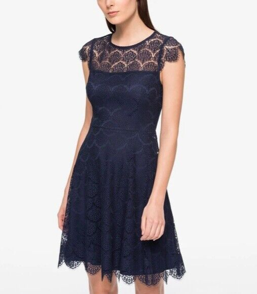 Kensie Women's Lace A-Line Dress - Navy - Size 4