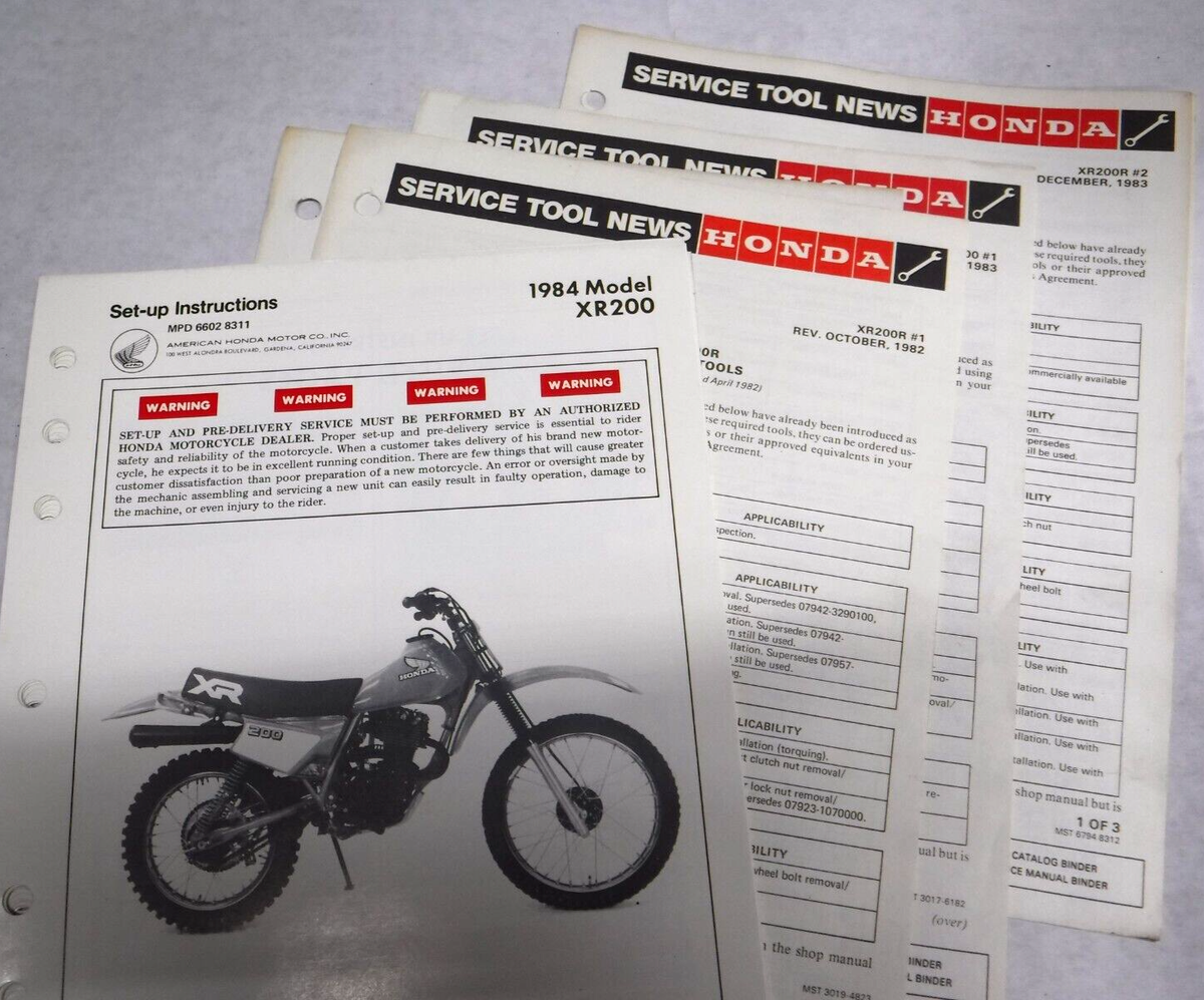 1984 HONDA XR200 XR 200 SET UP INSTRUCTIONS 80 81 82 83 84 TOOLS