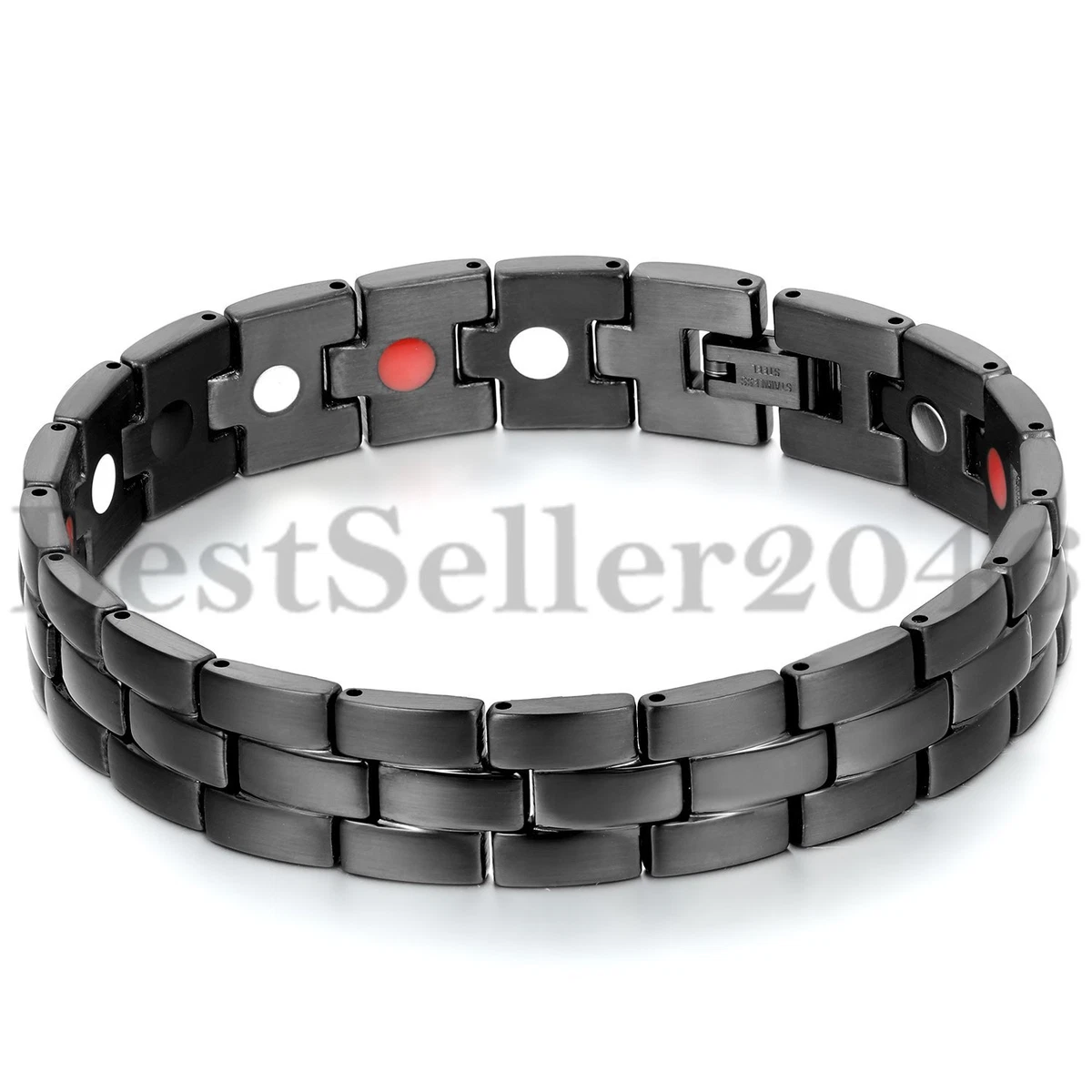 12MM Men Golf Black Stainless Steel Magnetic Bracelet 8.5