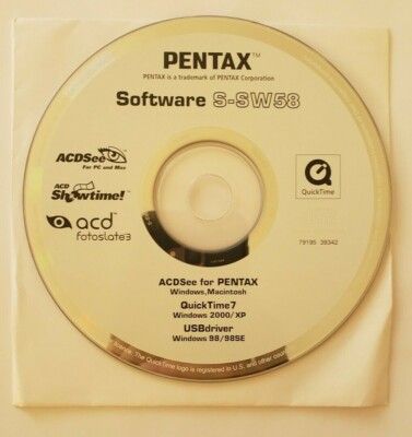 PENTAX Software S-SW58 CD ACDSee for PC & MAC QuickTIme 7 WIN 2000/XP