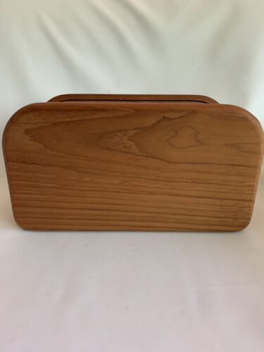 Vintage Teak Wooden Roll Top Floppy Disc Storage Box - Afbeelding 5 van 9