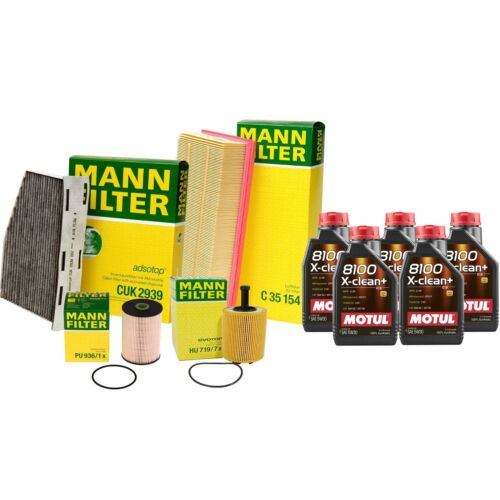 5L Motul 8100 X-CLEAN+ 5W-30 Mann Oil Filter Service Kit For Jetta 2.0 TDI  CJAA