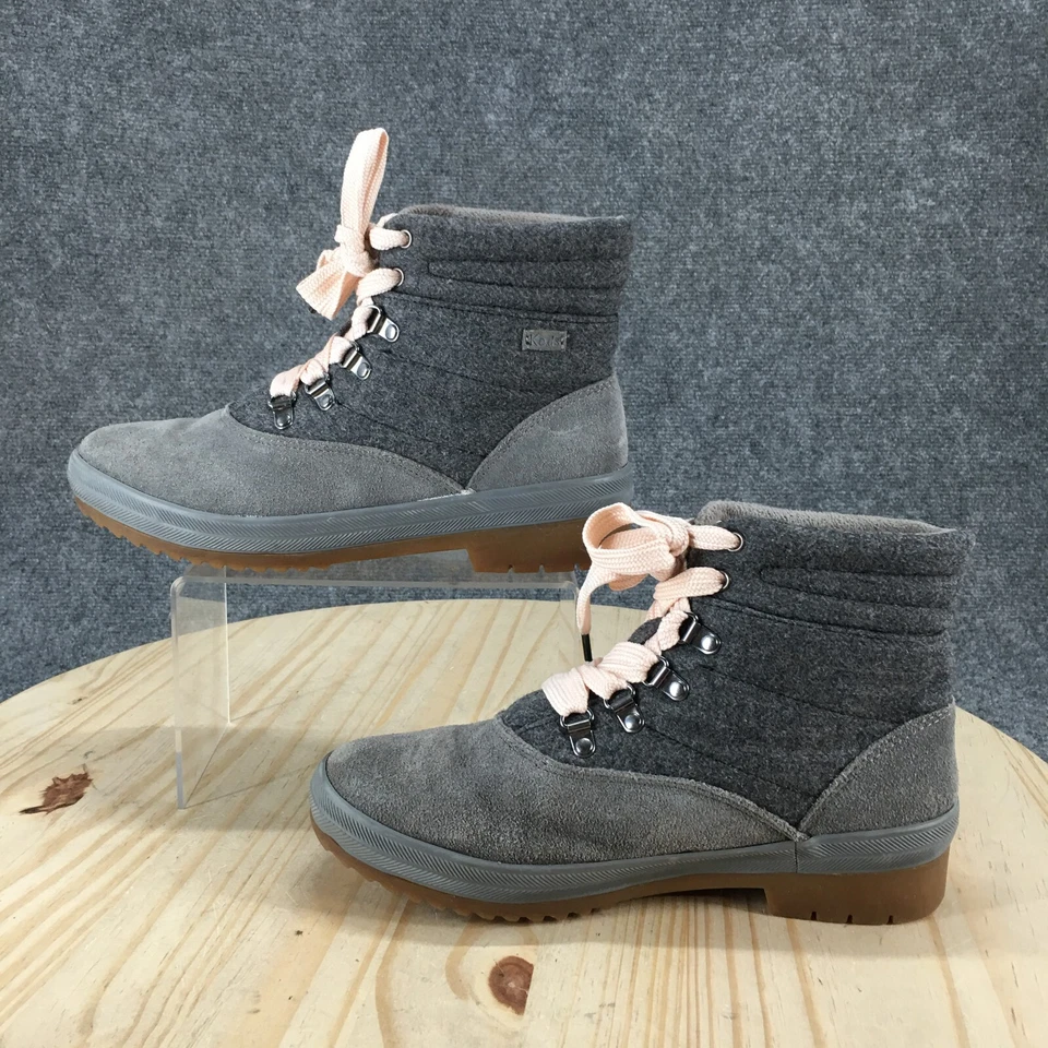 Keds Waterproof Boots Womens 8.5 Gray Suede Lace Up Round Toe Heels WH61663 - Image 2 of 4