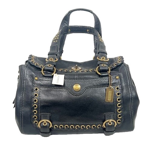 Coach バッグ Vintage COACH CHELSEA Optic BLACK CANVAS Signature Turn Lock Bag