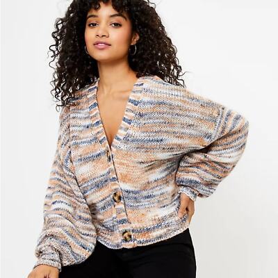 NWT Loft Spacedye Slouchy V Neck Button-down Cardigan Sweater