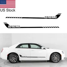 2pcs 68" Black SPORTS Hockey Racing Stripe Side Body Skirt Vinyl Decal Stickers