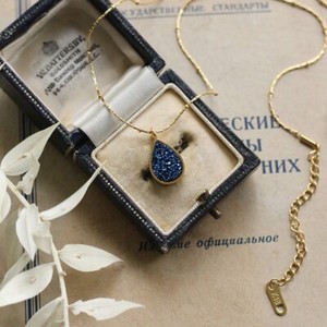 Authentic 18k gold plated Dream Blue Crystal Water Drop Pendant Necklace
