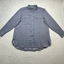 Banana Republic Parker Tunic Petite Large Blue Safari Casual Utility Versatile