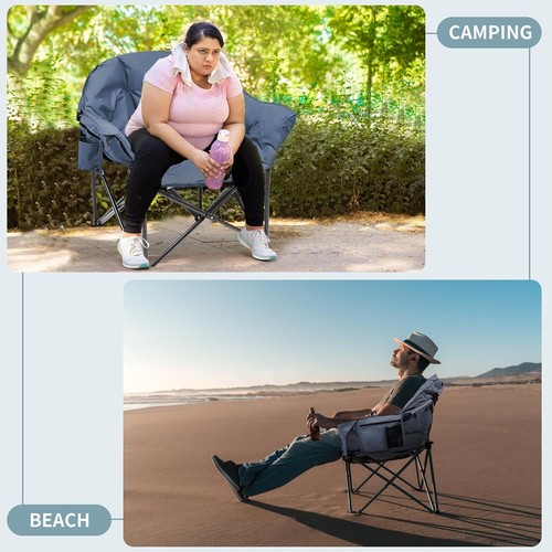 SLSY Oversized Camping Chair Outdoor Portable Chairs 500 lbs with Side Pocket - Picture 7 of 62