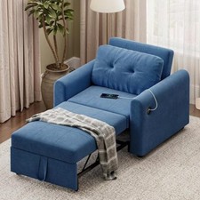 Hadibio 3 in 1 Sofa Bed, Convertible Sleeper Chair Bed with USB & Type-C Ports