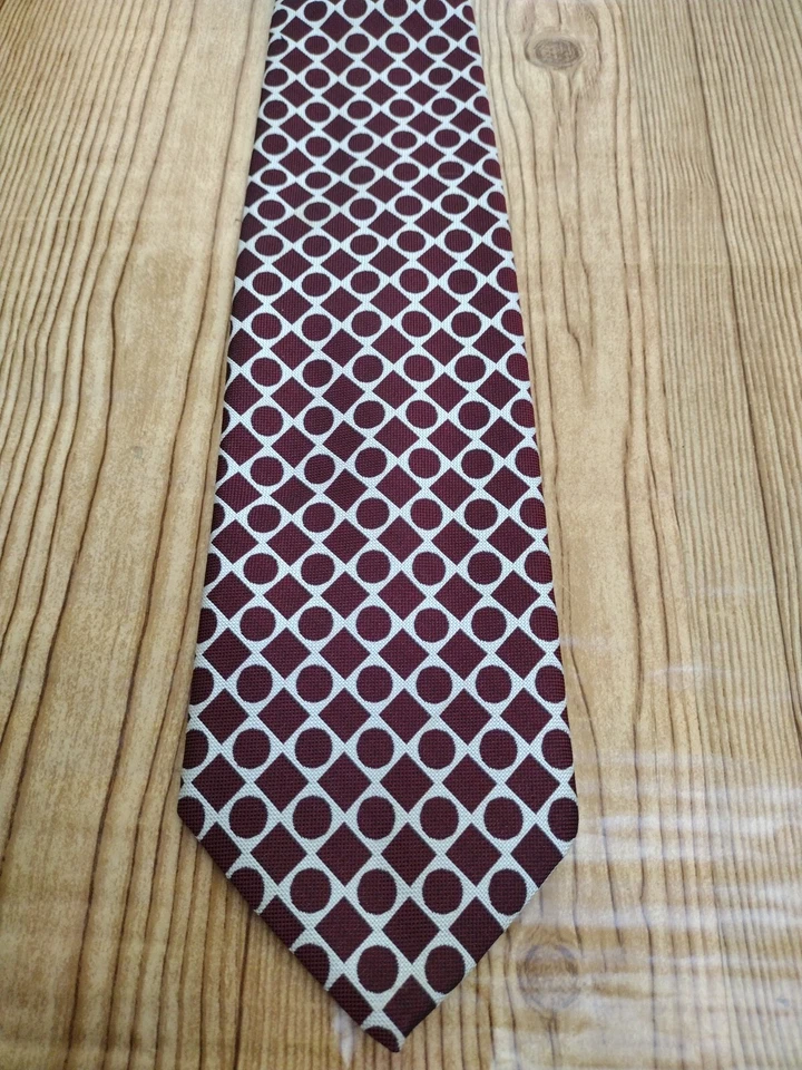 Corbata vintage Brittania poliéster geométrica 56,5" largo retro hecha en Gran Bretaña Foto 2 de 4