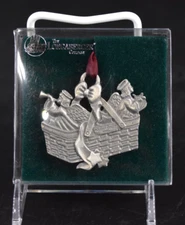 NEW VTG Longaberger 1996 Tie-on Ornament HOLIDAY CHEER Basket PEWTER