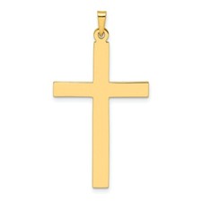 Real 14kt Yellow Gold Polished Solid Cross Pendant
