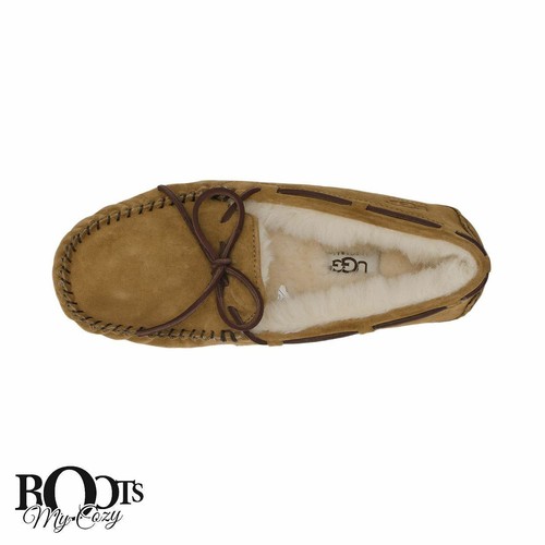 MOCASINES DE MUJER UGG DAKOTA GAMUZA CASTAÑO PIEL DE OVEJA TALLA EE. UU. 8/UK 6 NUEVOS - Imagen 5 de 6