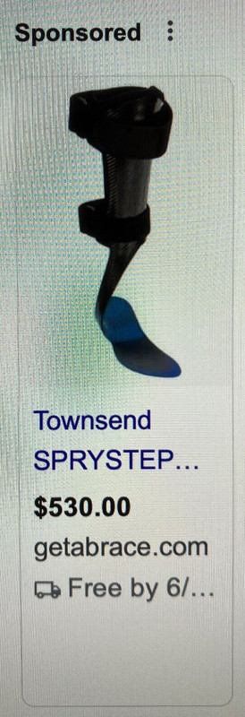 Thuasne SpryStep MAX carbon Ground Brace support Left Small to Medium 8 3/4"long