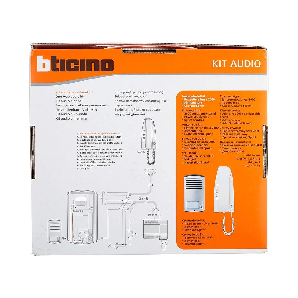 Kit Citofono e Pulsantiera Monofamiliare Linea 2000 BTicino 363211 Bianco Grigio - Immagine 3 di 4