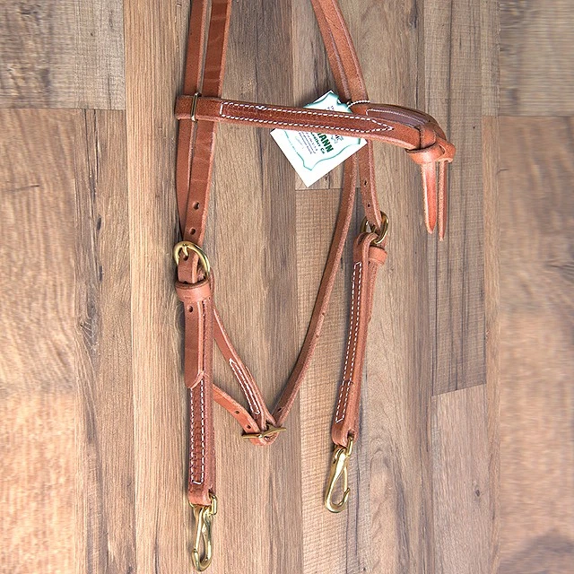 HILASON Hermann Oak Leather Laced Cheeks Horse Knotted Browband Headstall - Thumbnail 4