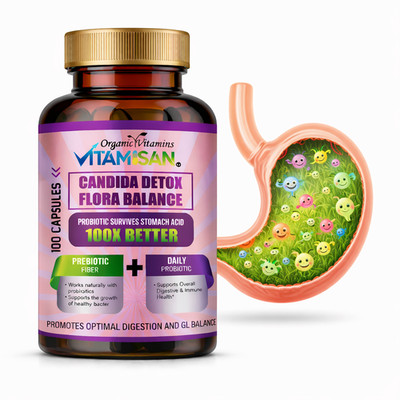 Candida Detox Flora Balance Advanced Probiotic Prebiotic 100 Capsule