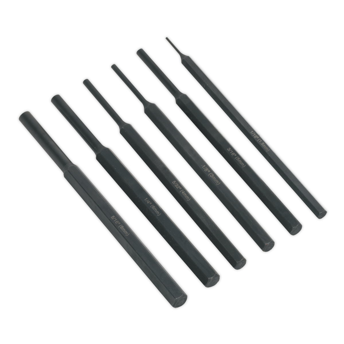 Sealey Parallel Pin Punch Set Chrome Vanadium Steel 6 Pieces Storage Case S0800