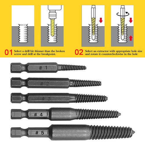 5PCS Screw Extractor Center Drill Bits Guide Set Broken Damaged Bolt Remover - Picture 9 of 9