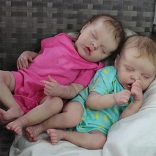 Reborn Twins Girls, 18 Inch Lifelike Reborn Baby Dolls Silicone Full Body
