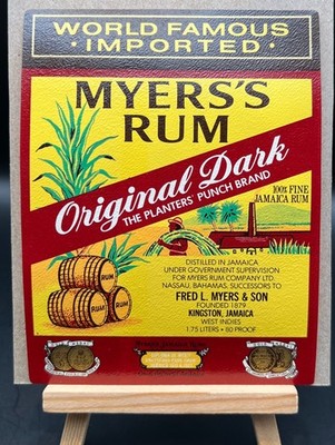 Authentic Myers's Rum 1.75L Magnum Bottle Paper Label - New Old Stock