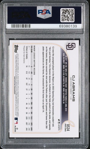 2022 Topps Update CJ Abrams Image Variation SP RC PSA 10 - Bild 2 von 2