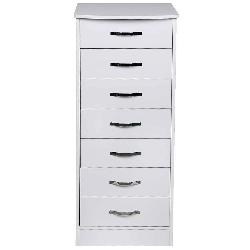 Mobile Cassettiera 7 Cassetti Settimino in legno MDF 46x42x116cm Bianco Moderno - Immagine 4 di 4