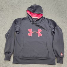 Under Armour Hoodie Womens Large Gray Coldgear Storm Breast Cancer Sweatshirt