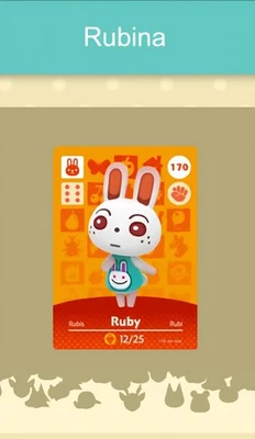 MARKENLOS Animal Crossing Amiibo Nfc Karte weiß #170 Rubina / Ruby