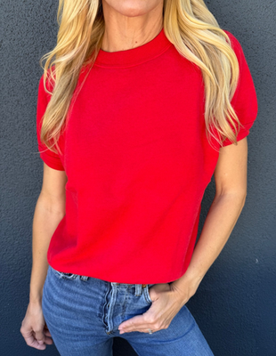 70s - 80s VINTAGE BLANK RED SHORT SLEEVE RAGLAN SWEATSHIRT SZ M 