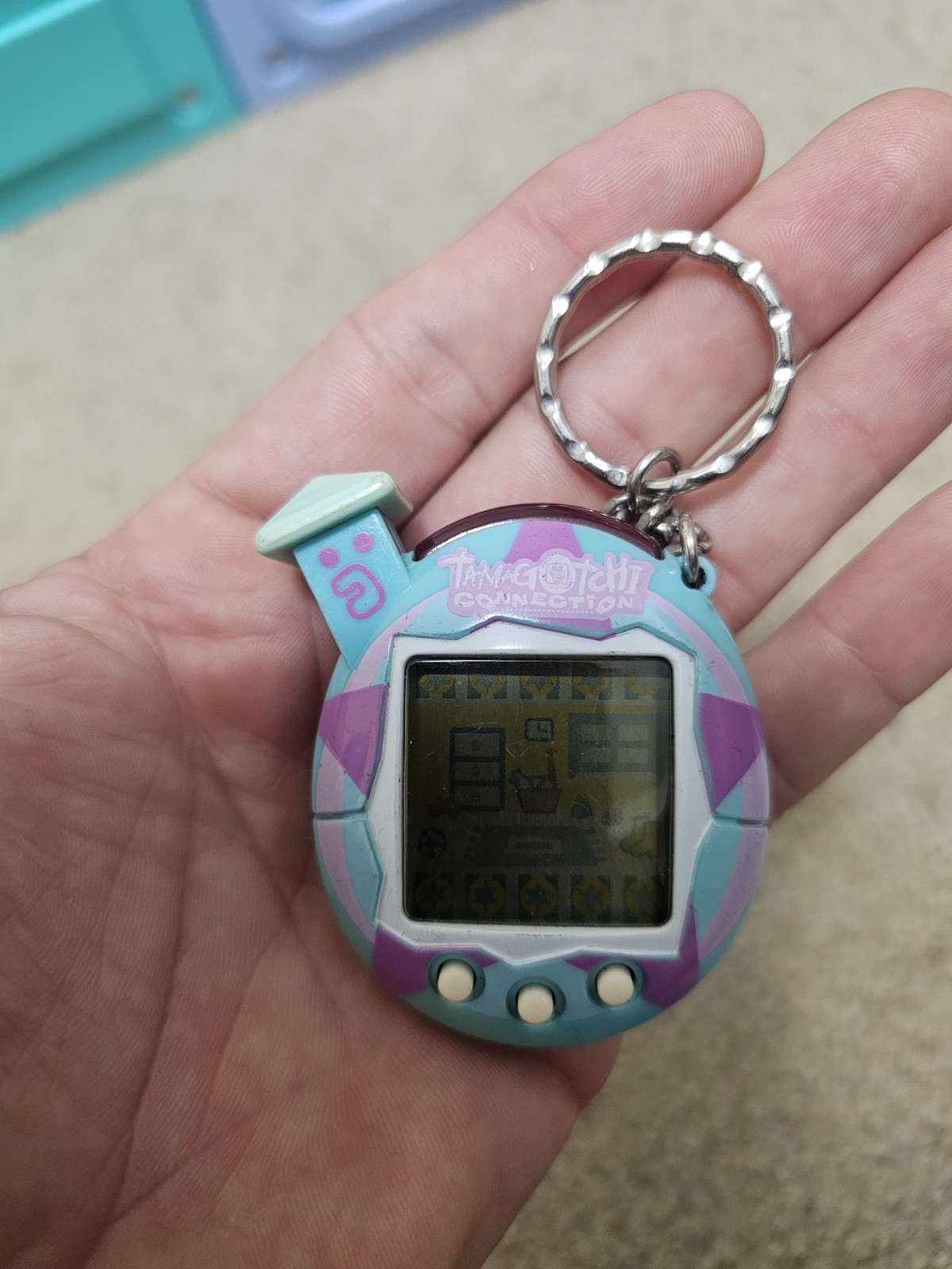 Tamagotchi Connection V4 Light Blue W/ Purple Star Very Rare Tested Works VT1