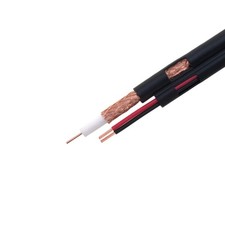 250FT Black Bulk Siamese RG59/U Cable, 20AWG  18/2AWG, 95 Shielding, CCTV Vide