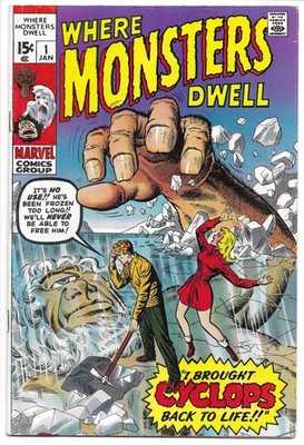 WHERE MONSTERS DWELL #1 FN- 5.5 BRONZE AGE MARVEL HORROR & SCI-FI! CYCLOPS!