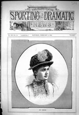 Old Antique Print Sporting Dramatic News 1884 Miss Webster Beautiful Lady 19th
