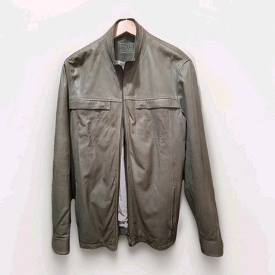 Armani Leather Jacket Size 44 Slate Grey | eBay