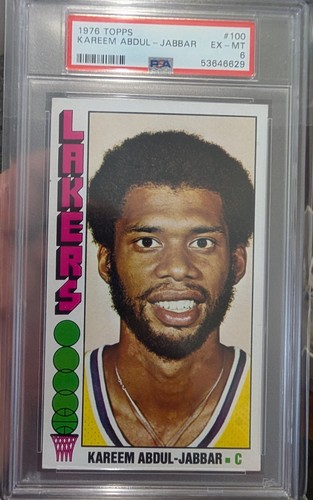 1976 Topps #100 Kareem Abdul Jabbar Lakers - PSA 6