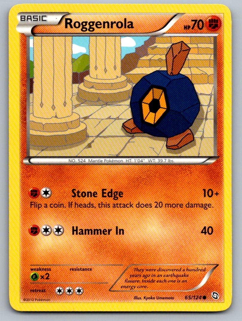 Roggenrola 65/124 Common Dragons Exalted Pokemon Lightly Played