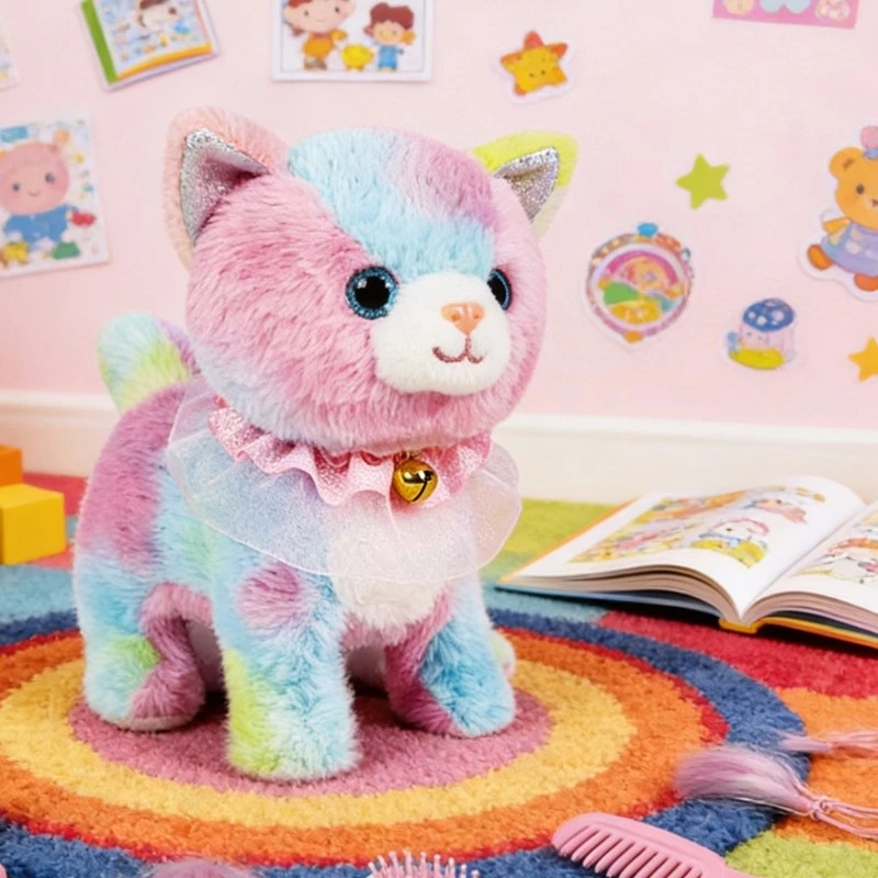 Soft Walking Meowing Plush Animal Toy With Multiple Play Modes For Children