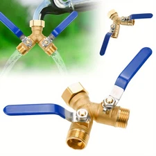 1-2PCS 3/4" Solid Brass Double 2 Way Tap Garden Connector Adaptor Hose Splitter