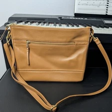 Radley London Tan Leather Crossbody Bag Gold Hardware Medium