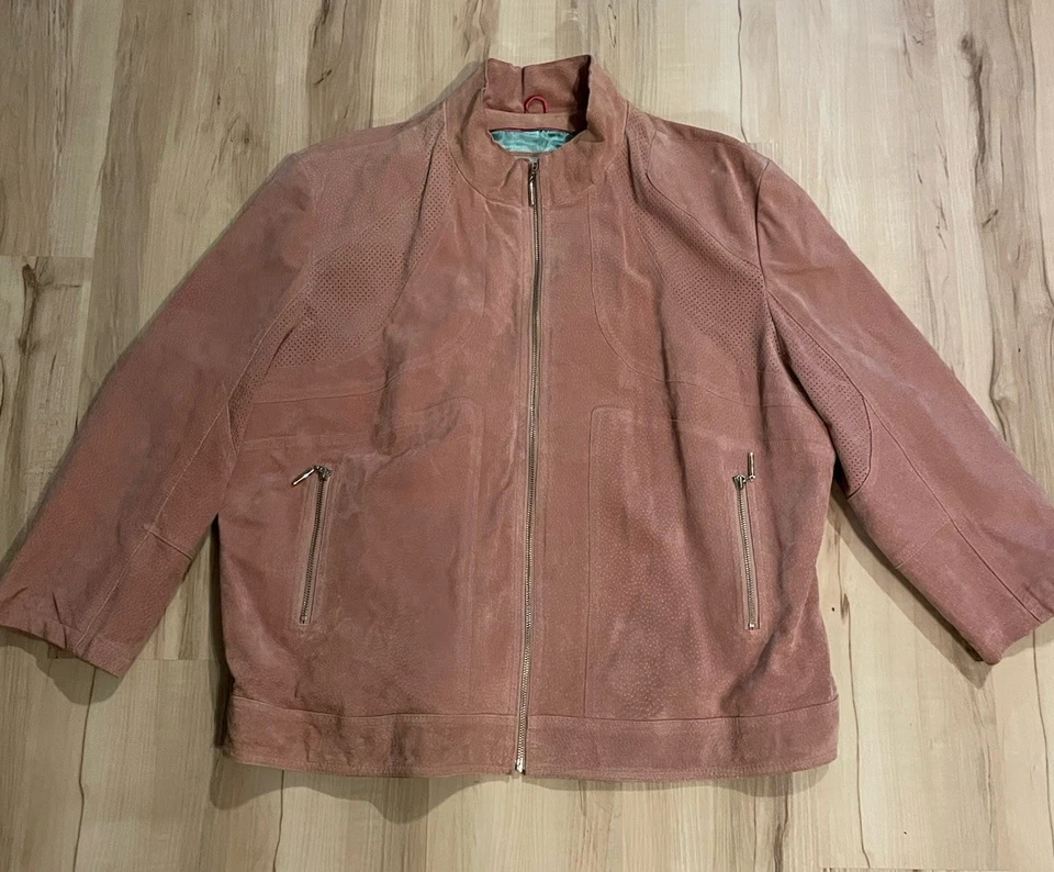 Wilson’s 皮革 Maxima 夹克尺寸 3X 粉红色全拉链口袋衬里 — 第 2/4 张图片