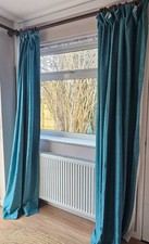 Pair of Turquoise Curtains 166x226 cm Each Pencil Pleat Lined Drapes