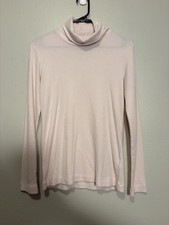 Uniqlo Pink Turtleneck Heattech Top Large Fleece Casual Layering Neutral Clean