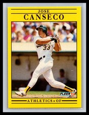 1991 Fleer Baseball #5 Jose Canseco Base Set Card Oakland Athletics