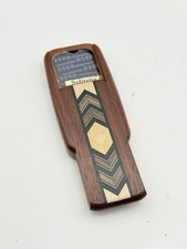 Vintage Wooden Solitaire Peg Game Inlaid Wood Box Sliding Lid Made in USA