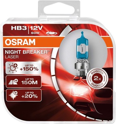 Osram HB3 12V 60W P20d Night Breaker Laser +150% more brightness 2pcs