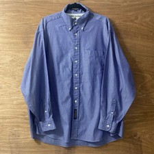 Tommy Hilfiger Button Down Shirt Men's 17-35 Blue Long Sleeve Cotton