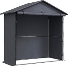 Gazebo da Giardino Tenda Garage Moto Bici 1,1x2 Acciaio Grigio Scuro VivaGarden